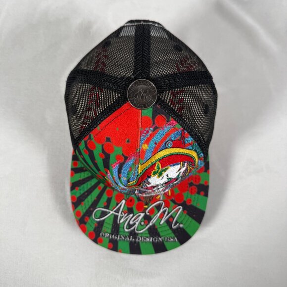 Ana M Original Design USA Trucker Hat Men Adjustable Snap Back Cap Skull EUC - Picture 4 of 8